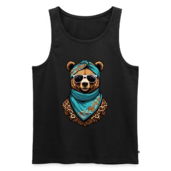 Drôle Maman Ours Mère Ours Fête des Mères - Débardeur bio Premium Homme - noir - Devant - Michal (187cm)