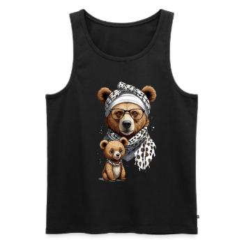 Funny Mama Bear Mother Bear Bear Lover - Men's Premium Organic Tank Top - black - Front - Michal (187cm)