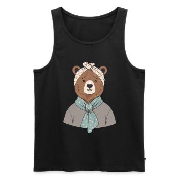 Drôle Maman Ours Mère Ours Ours Amoureux de l’Ours - Débardeur bio Premium Homme - noir - Devant - Michal (187cm)