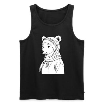Drôle Maman Ours Mère Ours Ours Amoureux de l’Ours - Débardeur bio Premium Homme - noir - Devant - AI Model Male 178 light (178cm)