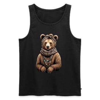 Drôle Maman Ours Mère Ours Fête des Mères - Débardeur bio Premium Homme - noir - Devant - Michal (187cm)