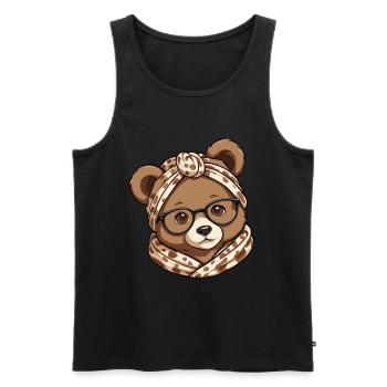 Drôle Maman Ours Mère Ours Ours Amoureux de l’Ours - Débardeur bio Premium Homme - noir - Devant - Michal (187cm)