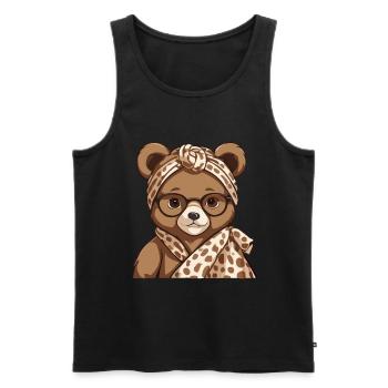 Drôle Maman Ours Mère Ours Ours Amoureux de l’Ours - Débardeur bio Premium Homme - noir - Devant - AI Model Male 178 light (178cm)