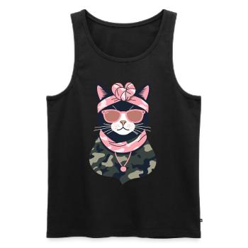 Cute Cat Mom Cat Lover Style - Men's Premium Organic Tank Top - black - Front - AI Model Male 178 light (178cm)