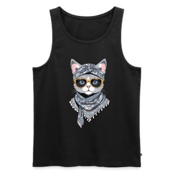 Cute Cat Mom Cat Lover Stylish - Men's Premium Organic Tank Top - black - Front - Michal (187cm)