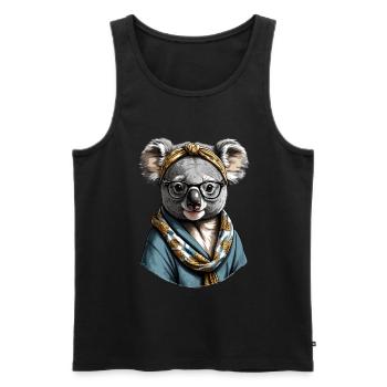 Drôle Koala Maman Mignon Koala Ours Amour - Débardeur bio Premium Homme - noir - Devant - AI Model Male 178 light (178cm)