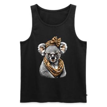 Drôle Koala Maman Mignon Maman Koala Ours - Débardeur bio Premium Homme - noir - Devant - AI Model Male 178 light (178cm)