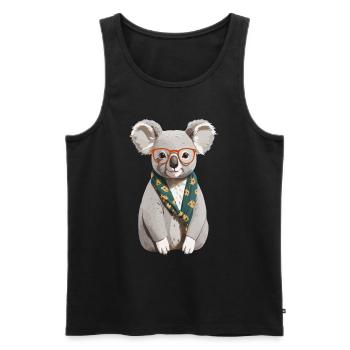 Drôle Koala Maman Mignon Maman Koala Ours - Débardeur bio Premium Homme - noir - Devant - AI Model Male 178 light (178cm)