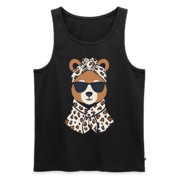 Drôle Maman Ours Mère Ours Ours Amoureux de l’Ours - Débardeur bio Premium Homme - noir - Devant - Michal (187cm)