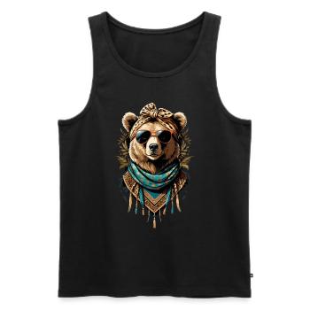 Drôle Maman Ours Mère Ours Ours Amoureux de l’Ours - Débardeur bio Premium Homme - noir - Devant - Michal (187cm)