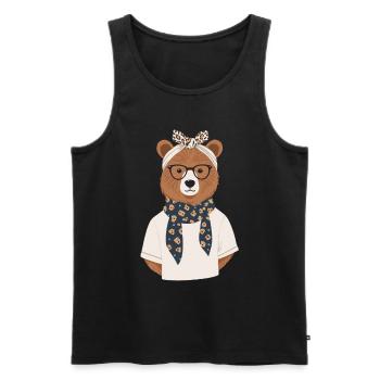 Drôle Maman Ours Mère Ours Ours Amoureux de l’Ours - Débardeur bio Premium Homme - noir - Devant - Michal (187cm)