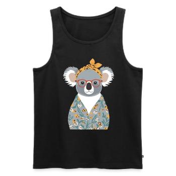 Drôle Koala Maman Mignon Fête des Mères Maman - Débardeur bio Premium Homme - noir - Devant - AI Model Male 178 light (178cm)
