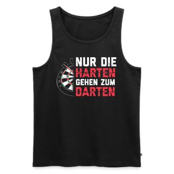 Motivierendes Dartsport Shirt - Männer Premium Bio Tank Top - Schwarz - Vorne - AI Model Male 178 light (178cm)