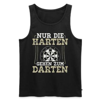 Motivierendes Dartsport Shirt - Männer Premium Bio Tank Top - Schwarz - Vorne - AI Model Male 178 light (178cm)