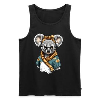 Drôle Koala Maman Mignon Maman Ours Amant - Débardeur bio Premium Homme - noir - Devant - AI Model Male 178 light (178cm)