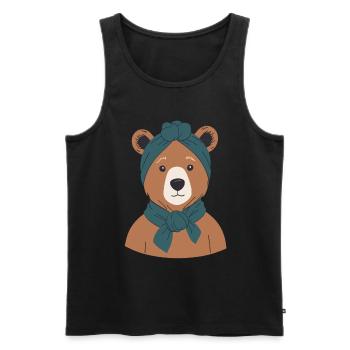 Funny Mama Bear Mother Bear Bear Lover - Men's Premium Organic Tank Top - black - Front - AI Model Male 178 light (178cm)