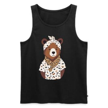 Funny Mama Bear Mother Bear Bear Lover - Men's Premium Organic Tank Top - black - Front - AI Model Male 178 light (178cm)