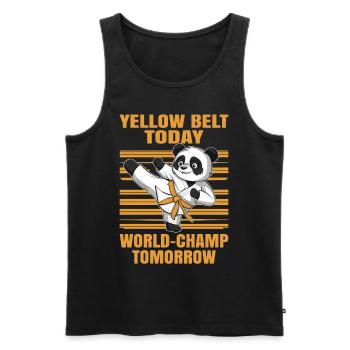 Yellow Belt Today, World Champion Tomorrow Karate - Men's Premium Organic Tank Top - black - Front - AI Model Male 178 light (178cm)