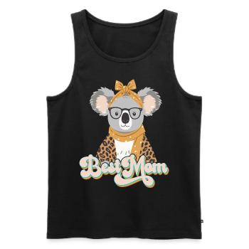 Drôle Koala Maman Mignon Maman Koala Ours - Débardeur bio Premium Homme - noir - Devant - AI Model Male 178 light (178cm)