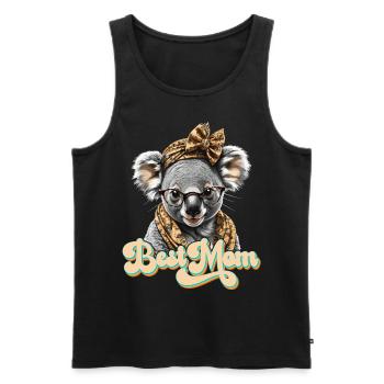 Drôle Koala Maman Mignon Koala Ours Amour - Débardeur bio Premium Homme - noir - Devant - AI Model Male 178 light (178cm)