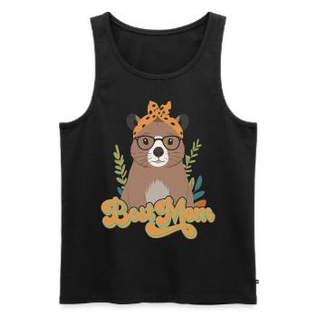 Drôle Capymama Capybara Mère Design - Débardeur bio Premium Homme - noir - Devant - Michal (187cm)