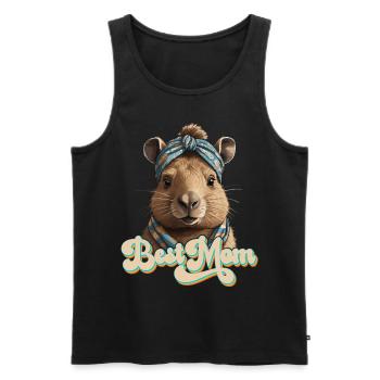 Drôle Capybara Maman Capybara Fête des Mères - Débardeur bio Premium Homme - noir - Devant - Michal (187cm)