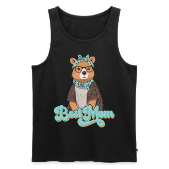 Drôle Capymama Capybara Mère Design - Débardeur bio Premium Homme - noir - Devant - Michal (187cm)
