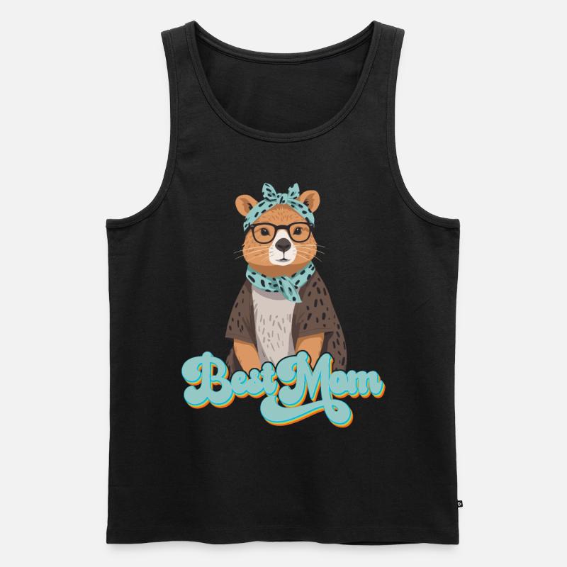 Drôle Capymama Capybara Mère Design - Débardeur bio Premium Homme - noir