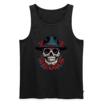 Dia De Muertos Mexico Sugar Skull Skull Design - Débardeur bio Premium Homme - noir - Devant - Michal (187cm)