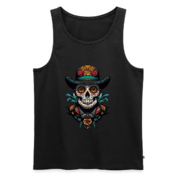 Dia De Muertos Mexico Sugar Skull Skull Design - Débardeur bio Premium Homme - noir - Devant - Michal (187cm)