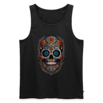 Dia De Muertos Mexico Sugar Skull Skull Design - Débardeur bio Premium Homme - noir - Devant - Michal (187cm)