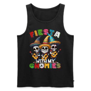 Gnome Nains Drôle Fiesta Mexicain - Débardeur bio Premium Homme - noir - Devant - AI Model Male 178 light (178cm)