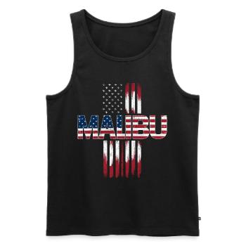 Malibu USA Flag - Männer Premium Bio Tank Top - Schwarz - Vorne - Michal (187cm)