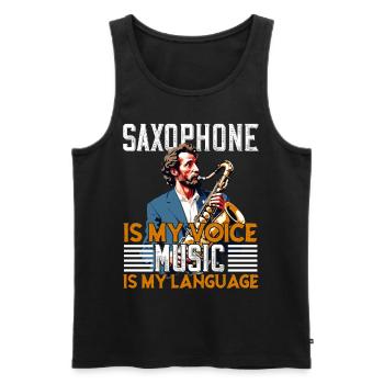 Funny Saxophone Design for Jazz Music Lovers - Men's Premium Organic Tank Top - black - Front - Michal (187cm)