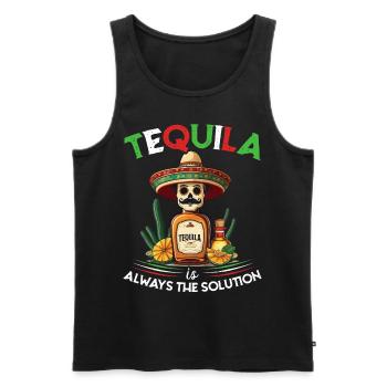 Funny Tequila Saying Cinco de Mayo Design - Men's Premium Organic Tank Top - black - Front - Michal (187cm)
