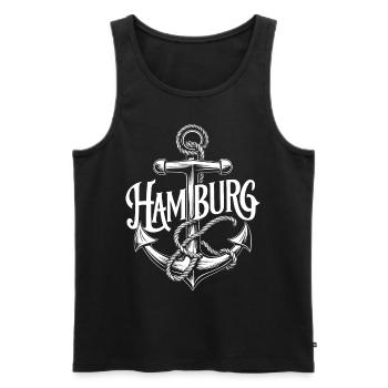 Hamburg Anker Design - Männer Premium Bio Tank Top - Schwarz - Vorne - Michal (187cm)