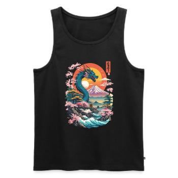 Dragon japonais vintage Ukiyo-E Vaporwave - Débardeur bio Premium Homme - noir - Devant - Michal (187cm)