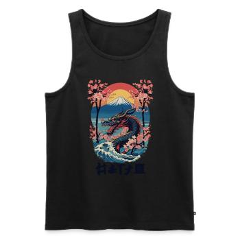 Vintage Vaporwave Style Japanese Dragon Art - Men's Premium Organic Tank Top - black - Front - Michal (187cm)