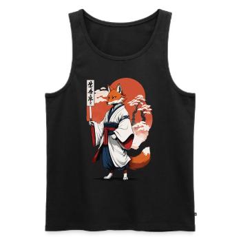 Ukiyo-E Style artistique japonais Kitsune Renard - Débardeur bio Premium Homme - noir - Devant - AI Model Male 178 light (178cm)