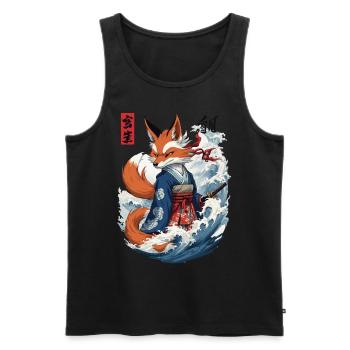 Ukiyo-E Samurai Fox Japanese Kitsune Mask - Men's Premium Organic Tank Top - black - Front - Michal (187cm)