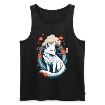 Ukiyo-E Style artistique japonais Kitsune Renard - Débardeur bio Premium Homme - noir - Devant - AI Model Male 178 light (178cm)