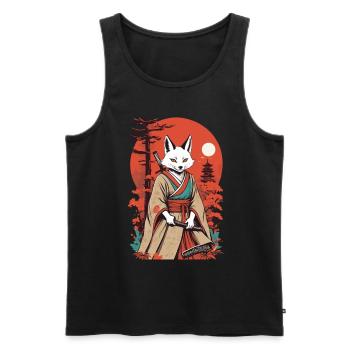 Samurai Fuchs Japanische Kitsune Maske Design - Männer Premium Bio Tank Top - Schwarz - Vorne - AI Model Male 178 light (178cm)