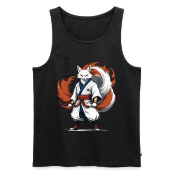 Masque Samouraï Renard Japonais Kitsune Kawaii - Débardeur bio Premium Homme - noir - Devant - Michal (187cm)