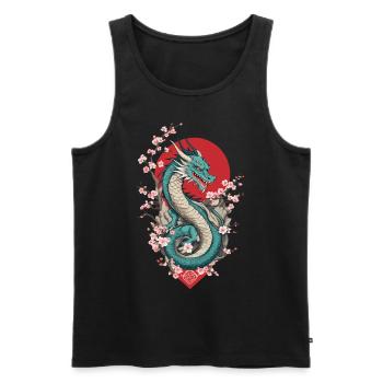 Dragon Anime Fan Dragon japonais Style Vintage - Débardeur bio Premium Homme - noir - Devant - Michal (187cm)
