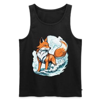 Japanese Kitsune Mask Kawaii Fox Spirit Design - Men's Premium Organic Tank Top - black - Front - Michal (187cm)