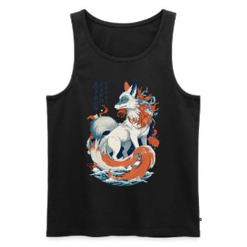 Vintage Ukiyo-E Kunst Japanische Kitsune Fuchs - Männer Premium Bio Tank Top - Schwarz - Vorne - AI Model Male 178 light (178cm)