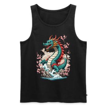Cerfs-volants japonais vintage Cherry Blossoms Vaporwave - Débardeur bio Premium Homme - noir - Devant - Michal (187cm)