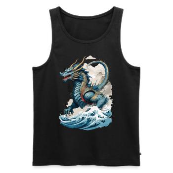Vintage Ukiyo-E Kunst Japanischer Drache Design - Männer Premium Bio Tank Top - Schwarz - Vorne - AI Model Male 178 light (178cm)