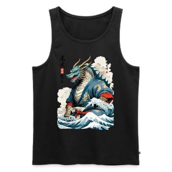 Vintage Samouraï Dragon Anime Japon Art - Débardeur bio Premium Homme - noir - Devant - Michal (187cm)