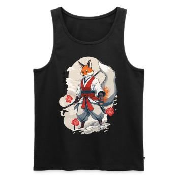 Samurai Kitsune Fox Kawaii Fox Spirit Design - Men's Premium Organic Tank Top - black - Front - AI Model Male 178 light (178cm)